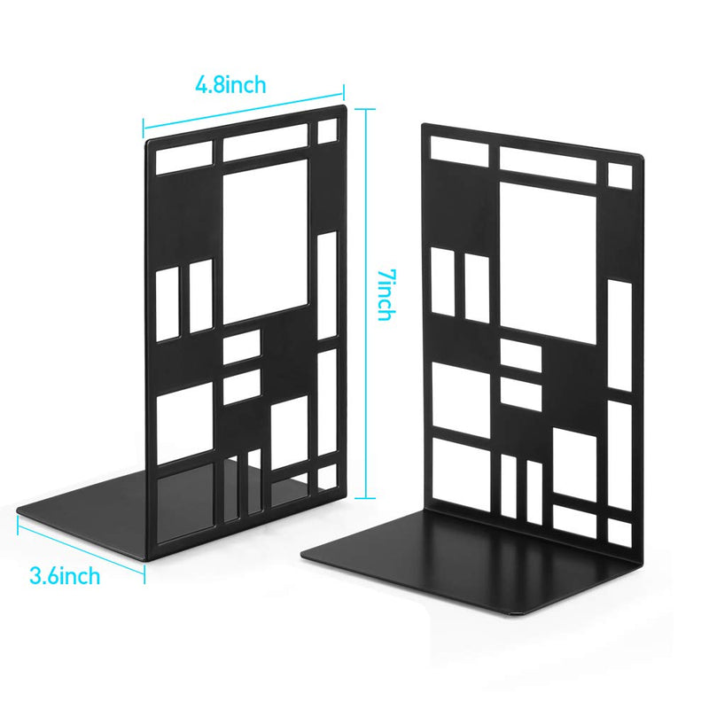 [Australia - AusPower] - Book Ends, Bookends, Book Ends for Shelves, Bookends for Heavy Books, Book Divider Decorative Holder, Metal Heavy Duty Bookend Black 1 Pair, Abstract Art Desgin Book Stopper Supports for Office, Home 