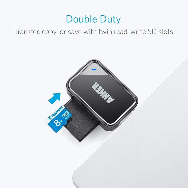 [Australia - AusPower] - Anker 2-in-1 USB 3.0 SD Card Reader for SDXC, SDHC, SD, MMC, RS-MMC, Micro SDXC, Micro SD, Micro SDHC Card and UHS-I Cards 