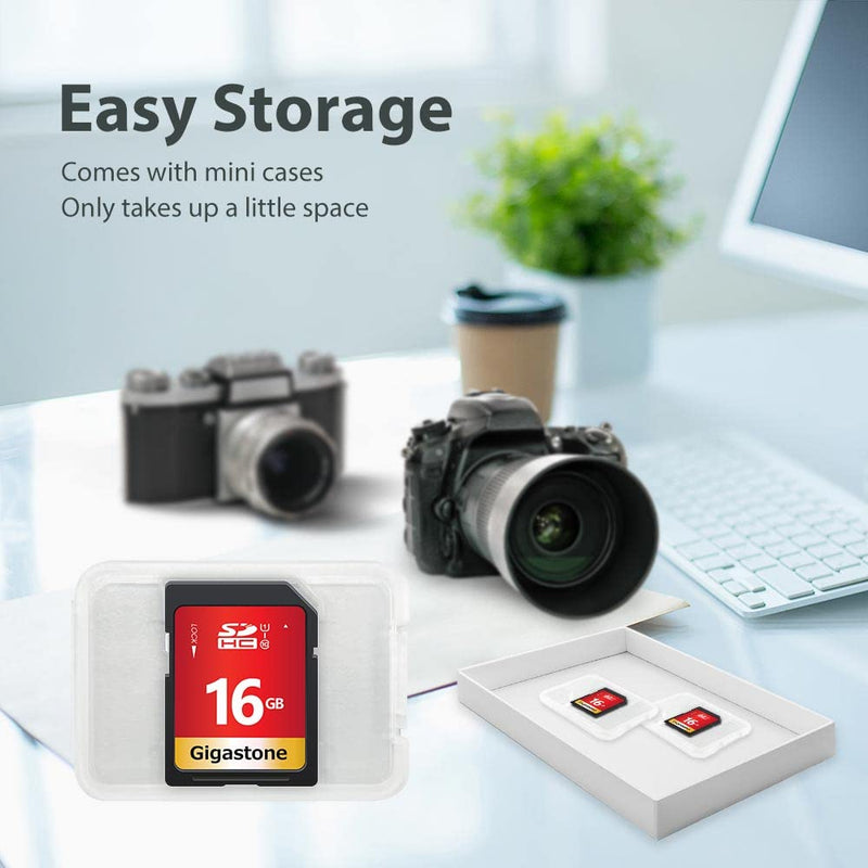 [Australia - AusPower] - Gigastone 16GB 5 Pack SD Card UHS-I U1 Class 10 SDHC Memory Card High-Speed Full HD Video Canon Nikon Sony Pentax Kodak Olympus Panasonic Digital Camera, with 5 Mini Cases SD 16GB U1 5-Pack 
