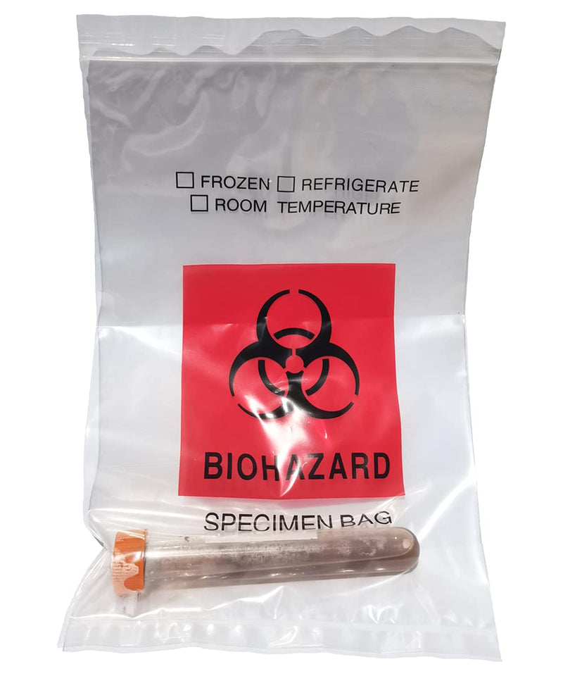 [Australia - AusPower] - Daarcin Biohazard Specimen Bags,100pcs 6x9in/15x25cm with Biohazard Red Logo Printing, Ziplock Top Sample Bags with Outside Pocket Paperwork Pouch 100 