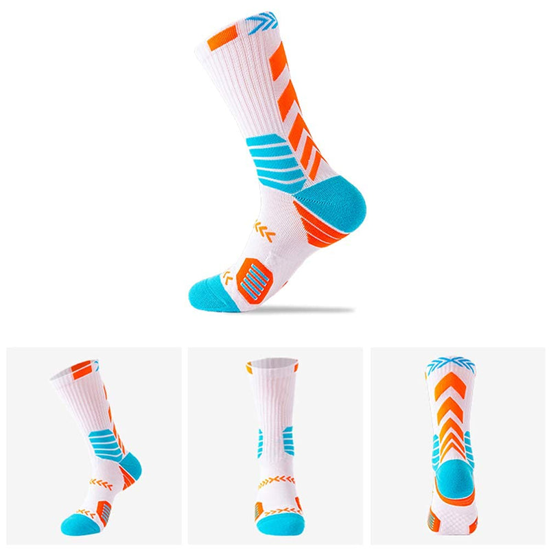 [Australia - AusPower] - 5 Pairs Men's Athletic Crew Socks Performance Thick Cushioned Sport Basketball Running Training Compression Sock 