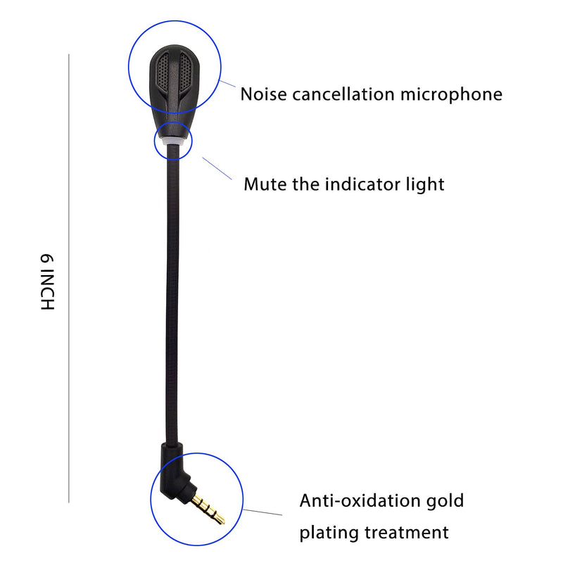 [Australia - AusPower] - Detachable Microphone Mic Fits for Kingston HyperX Cloud Flight S/Flight for PS4 PS4 Pro Computer PC Gaming Headsets Noise Cancelling Replacement Mic 3.5mm Jack,with LED Mute Indicator 