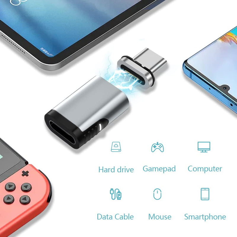 [Australia - AusPower] - USB C Magnetic Adapter Straight 24 Pins + USB C to USB Adapter Magnetic C Connector Support Data Transfer Compatible with MacBook Pro/Air/ Type C Devices 