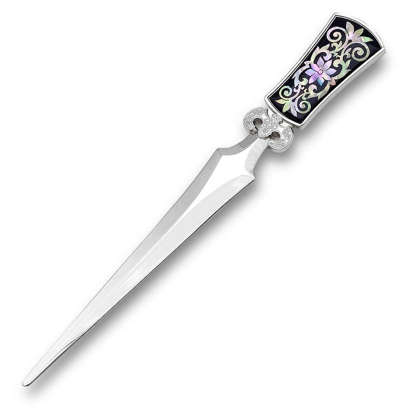 [Australia - AusPower] - Inlay with Mother of Pearl Metal Steel Office Knife Hand Cutter Blade Envelope Letter Opener (Arabesque New) 