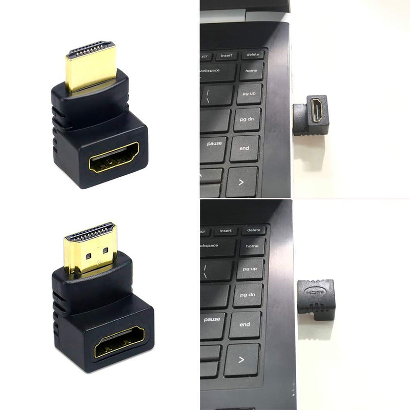 [Australia - AusPower] - 6Pack 3D and 4K HDMI Angled Adapter Combo 2 Pcs 90 and 270 Degree 4 Pcs Vertical Flat Left and Right 90 Degree Male to Female HDMI Adapter TV Connector 