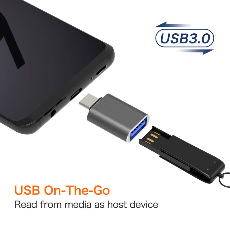 [Australia - AusPower] - USB C to USB Adapter [2-Pack], Thunderbolt 3 to USB 3.0 OTG Adapter Compatible with MacBook Pro,Chromebook,Pixelbook,Microsoft Surface Go,Samsung Galaxy S8 S9 S10 S20 S21 S22 Ultra Plus,Note 9 10 20 Grey 