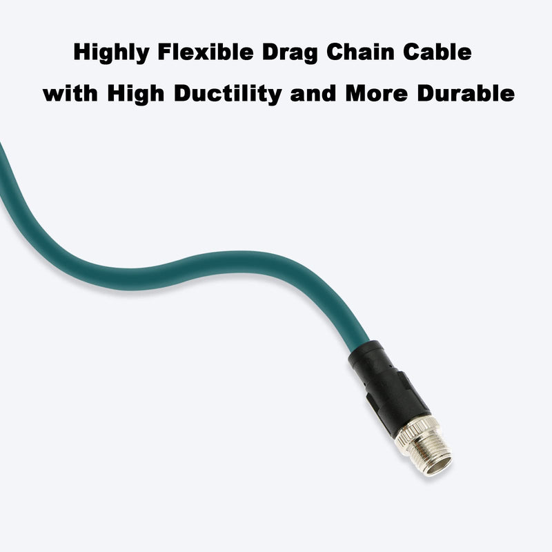 [Australia - AusPower] - Alvin’s Cables M12 8 Pin Male to RJ45 Shielded Ethernet Cable M12 X Coded 8 Position Cat6a Cable for Cognex Industrial Camera 3.2ft/1M Green 