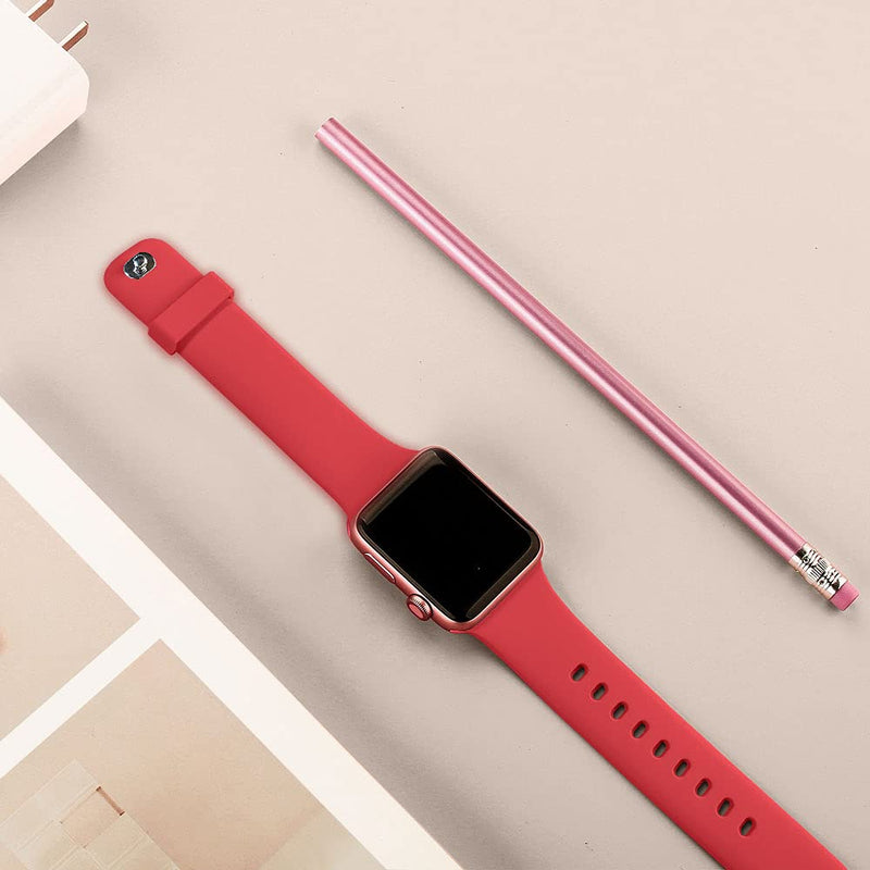 [Australia - AusPower] - NUKELOLO Sport Band Compatible with Apple Watch Bands 38mm 41mm 40mm 45mm 44mm 42mm, Soft Silicone Replacement Strap Compatible for iWatch Series SE 7 6 5 4 3 2 1 Women Men Red 42mm/44mm/45mm 