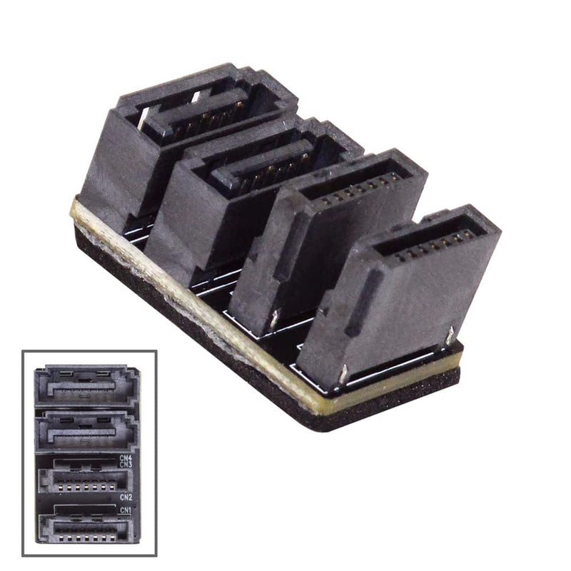 [Australia - AusPower] - NFHK Dual SATA 7Pin Female to 7Pin Male 360 Degree Angled Adapter Low Profile for Desktops SSD HDD Mainboard Motherboard Dual SATA 360 Angled 