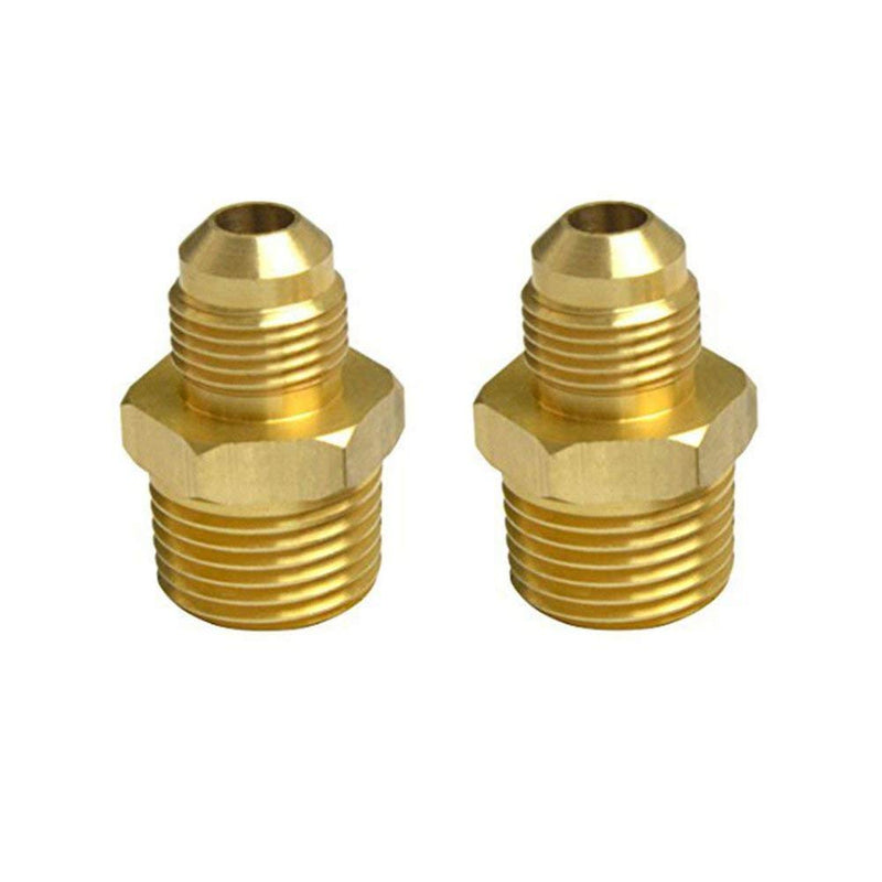 [Australia - AusPower] - 2 PCS Compression Metals Brass Couples Tube Fitting, Half-Union Gas Adapter, 3/8" Flare x 1/2" Male Pipe 