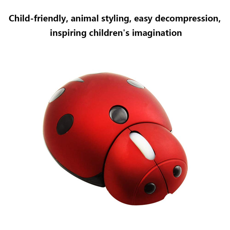 [Australia - AusPower] - Mini Cute Wireless Mouse, Portable Mobile Optical Mouse for Kids,2.4G 3000DPI Animal Ladybug Shape Cordless Computer Mouse Small Tiny Travel Mouse with USB Receiver for Laptop Desktop PC (Red) Red 
