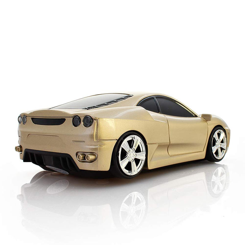 [Australia - AusPower] - ECOiNVA Wireless Sports Car Mouse Optical 2.4G Nano USB AA Battery Desktop Laptop Mice (Gold) Gold 