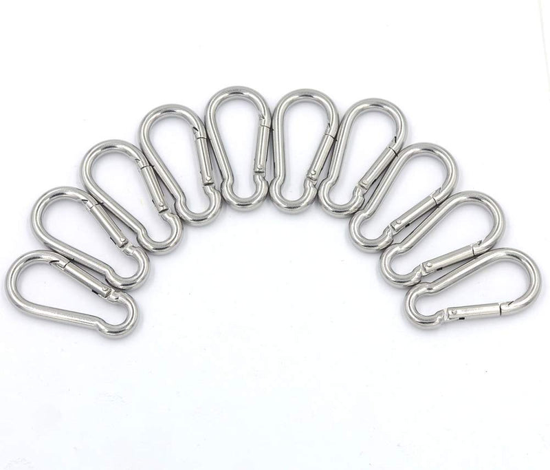 [Australia - AusPower] - DGOL 10pcs M5 304 Stainless Steel Carabiner Snap Spring Hook Outdoor D Ring Chain Quick Link Lock Fastner Size 2 inch x 1 inch 