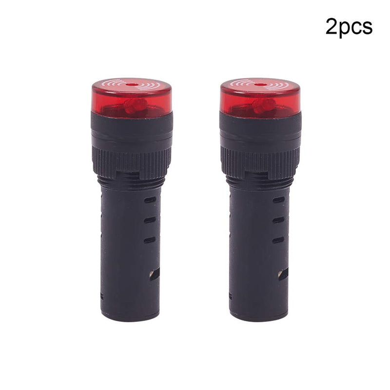 [Australia - AusPower] - Heyiarbeit 2pcs Red 12V 16 mm Plastic LED Indicator Signal Lamp, Buzzer Sound Panel Mount Led Light AD16-16SM Length 48.5mm 