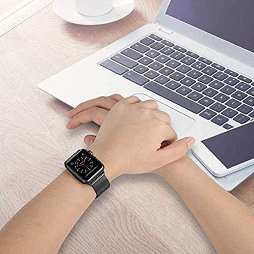 [Australia - AusPower] - Stainless Steel Metal Mesh Watch Band Compatible with Apple Watch Band 38mm 40mm 42mm 44mm(black, 42/44MM) 