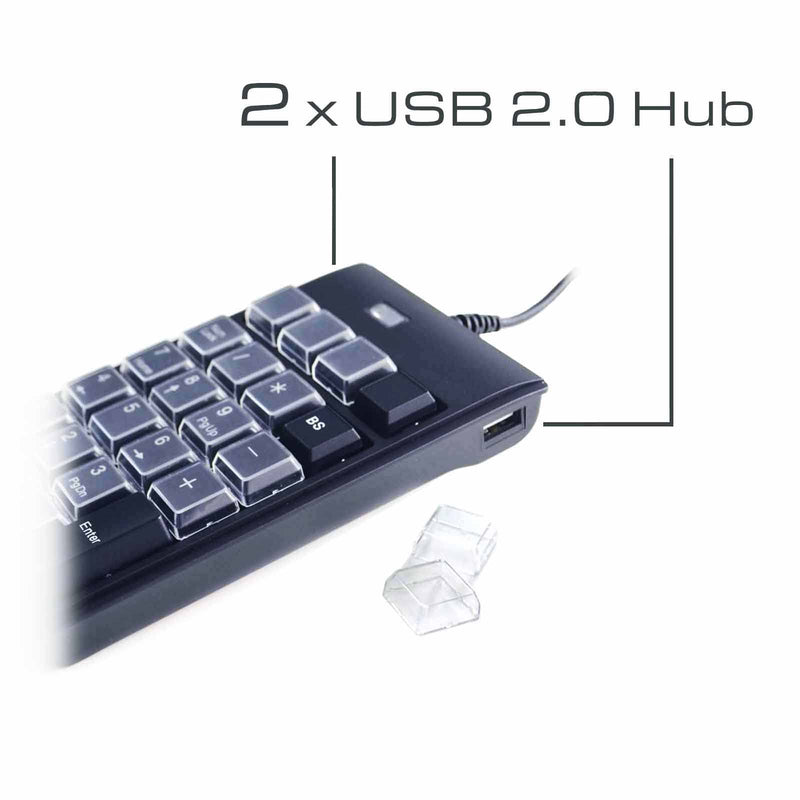 [Australia - AusPower] - ELSRA USB Wired Programming Numeric Keypad ControlPad Black PK-2068(23 Key, 2-Level programmable, 2 USB Hub) for Windows 
