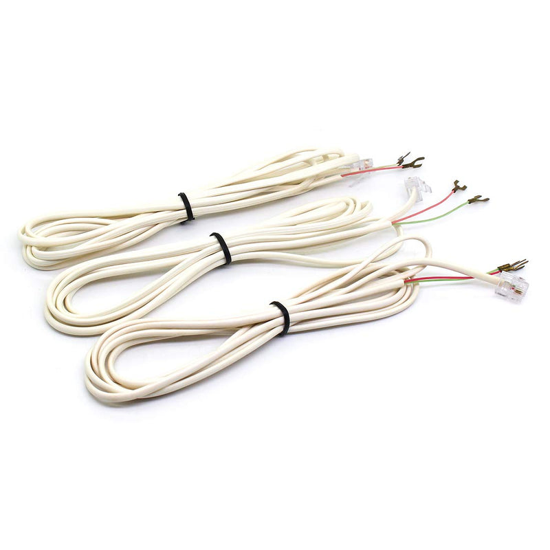 [Australia - AusPower] - RJ11 Telephone Cord Straight Cable 6P2C to 2 Spade Lug Plug Phone Extension Cables Wire Connector Landline Line 1.5 Meters 5 ft,White (3 of Pack) 