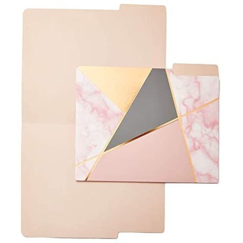 [Australia - AusPower] - Geometric Marble File Folders, Rose Gold Office Supplies (Letter Size, 12 Pack) 