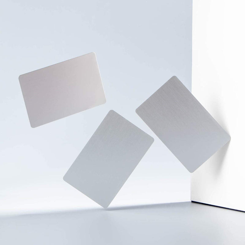 [Australia - AusPower] - Thick Aluminum Metal Business Cards Anodized Aluminum 86 X 54 X 0.8mm 15 pcs Include Protector Sleeves (silver) silver 