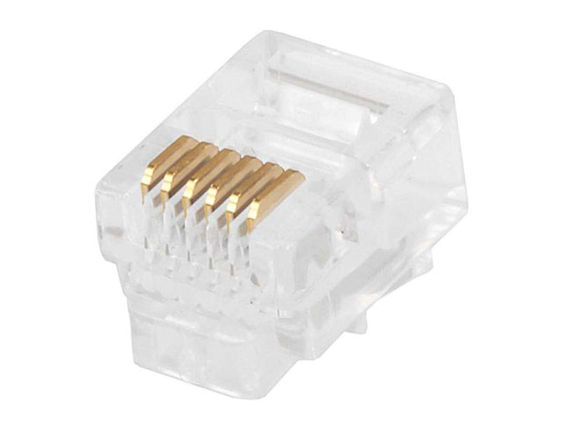 [Australia - AusPower] - 200 Pack RJ12 6P6C Plug, Uvital Transparent Telephone Jack Flat Cable Modular Plug Connector Clear Line Snap-in Crimp-On Plugs 