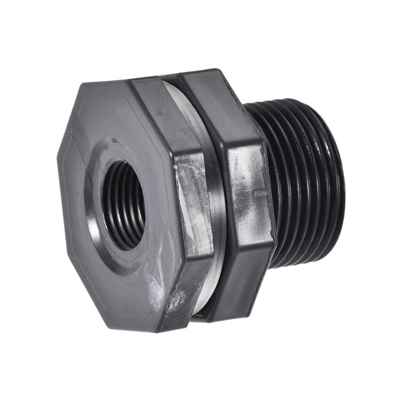 [Australia - AusPower] - uxcell Bulkhead Fitting, G1/2 Female 1.5" Male, Tube Adaptor Pipe Fitting with Silicone Gasket, for Water Tanks, PVC, Gray 