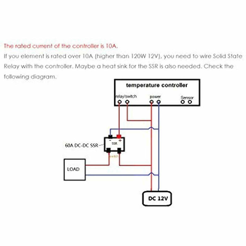 [Australia - AusPower] - bayite DC 12V Fahrenheit Digital Temperature Controller 10A 1 Relay with Sensor 