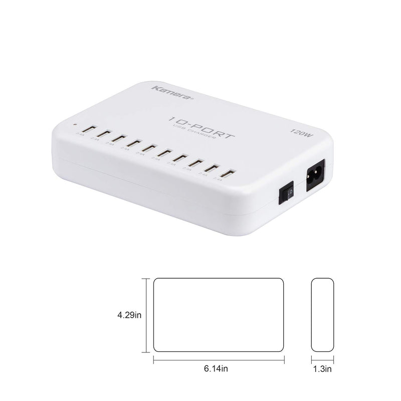 [Australia - AusPower] - USB Charging Station 120W 24A 10-Port International Charger Hub for Multiple Devices iPhone XR XS 8/7/6s/6 Plus/5S, iPad Pro/Air2/ Mini, Galaxy S9/S8/S7/S6 Edge,LG, Nexus 