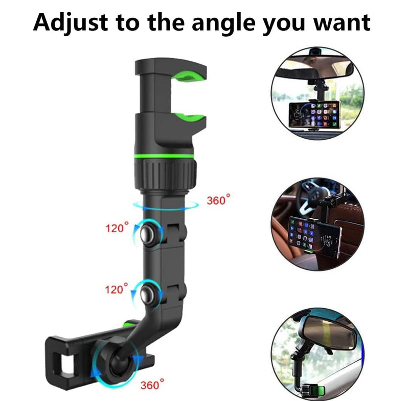 [Australia - AusPower] - 360° Rearview Mirror Phone Holder, Car Rearview Mirror Mount Phone and GPS Holder, Universal 360 Degrees Rotating Car Phone Holder Suitable Phone in 4.0-6.9 inch,with Type-C 5A Data Cable 