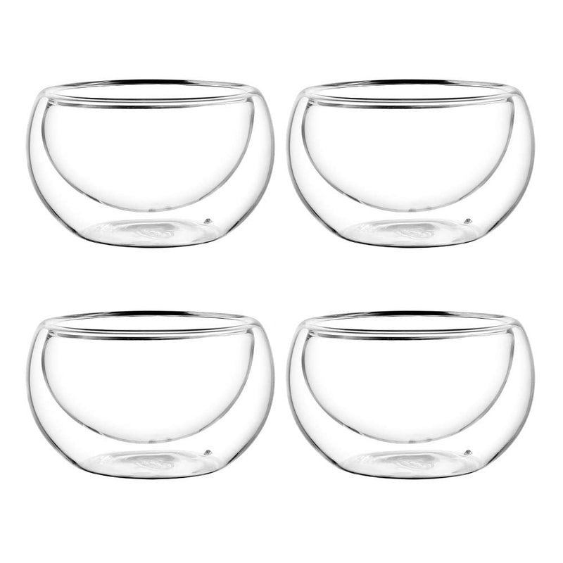 [Australia - AusPower] - CnGlass Double Wall Glass Tea Cup Set of 4（3.4oz 100ML）Asian Insulated Clear Teacups,Small Espresso Cup for Coffee 3.4OZ ounces 