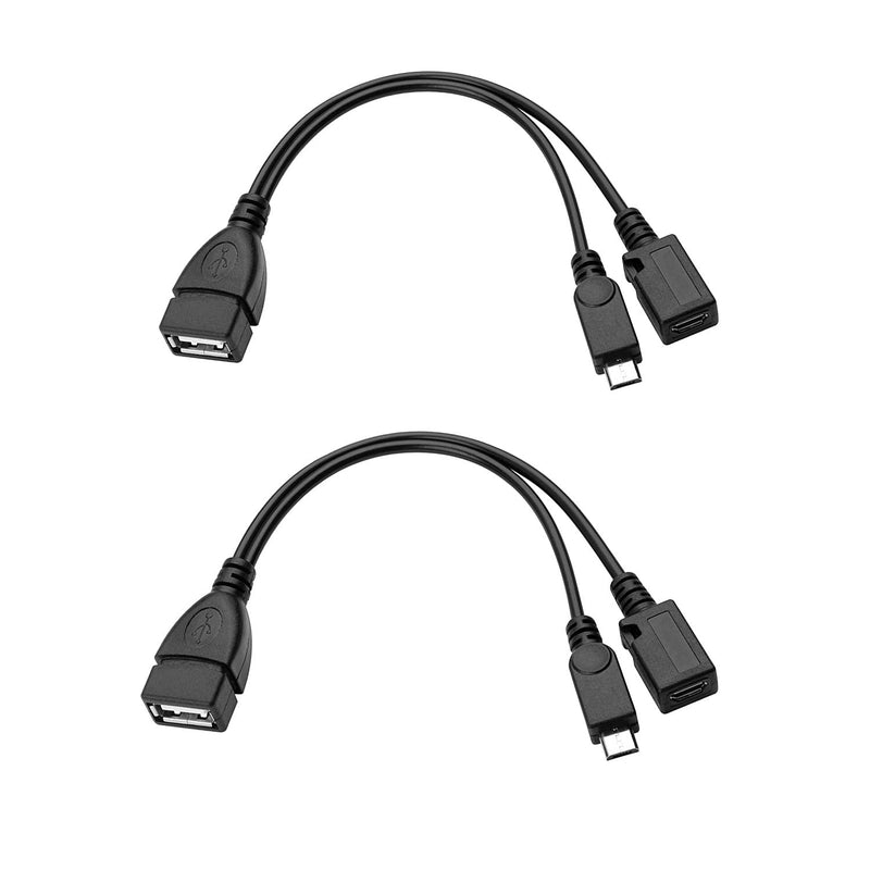 [Australia - AusPower] - OTG Cable for TV Stick 4K/Max/Lite/Cube, Playstation Classic, SNES Mini, Micro USB Host OTG Adapter with Power (2-Pack) 2-Pack 