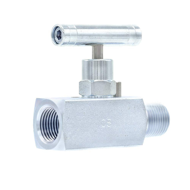 [Australia - AusPower] - PIC Gauge NV-CS-1/2-HS-180-MXF Carbon Steel Straight Needle Valve with Hydraulic Service Seat, 1/2" Male NPT x 1/2" Female NPT Connection Size, 10000 psi Pressure 0.5 Inch M x F 