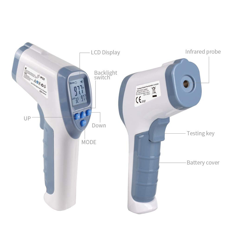 [Australia - AusPower] - Aain AA8836 Digital Non-Contact forehead infrared thermometer, Blacklight LCD Screen and Date Memory (32 readings) 
