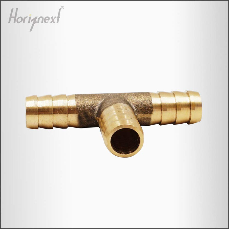 [Australia - AusPower] - Horiznext Brass Hose Splicer Fitting, Tee, 3/8" x 3/8" x 3/8" Hose ID Barbed 3/8 Inch 