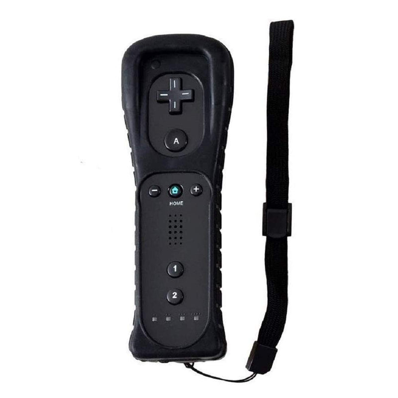 [Australia - AusPower] - Wii Remote Controller, Replacement Remote Game Controller(No Motion Plus) with Silicone Case and Wrist Strap for Nintendo Wii and Wii U (Black) black 