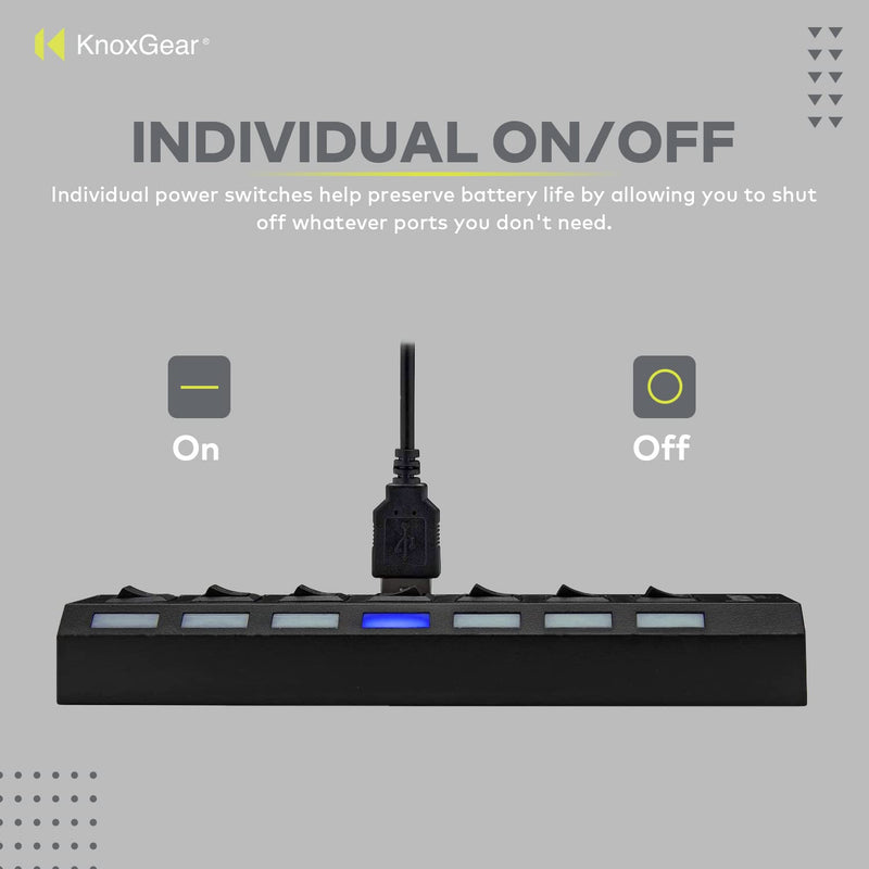 [Australia - AusPower] - Knox Gear Universal 7-Port 2.0 USB Hub 