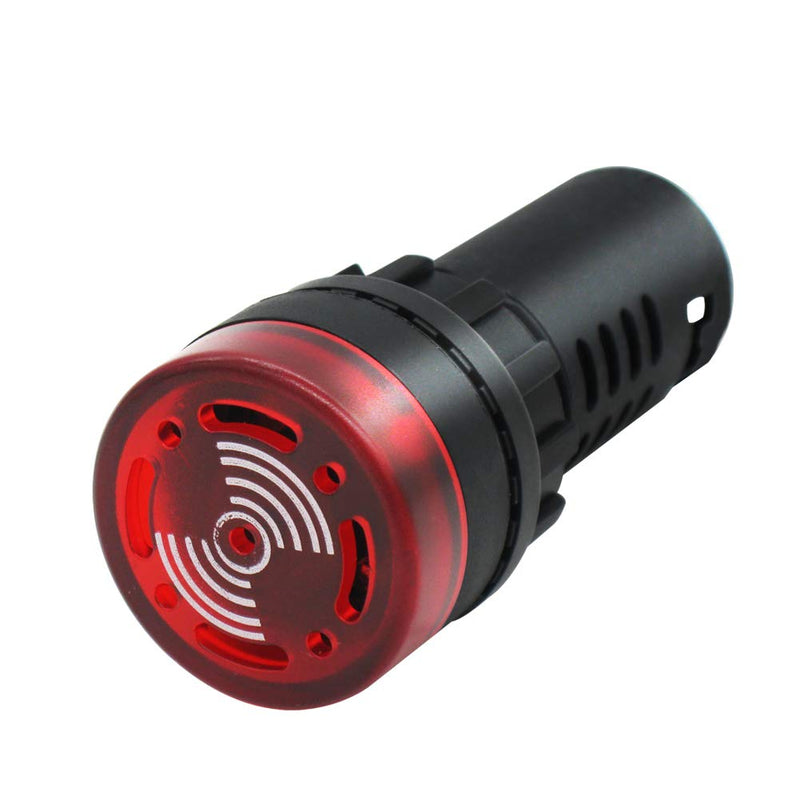 [Australia - AusPower] - mxuteuk 2Pcs 22mm AC/DC 24V Red LED Buzzer Flash Alarm Signal Indicator Light AD16-22SM-RR24V 