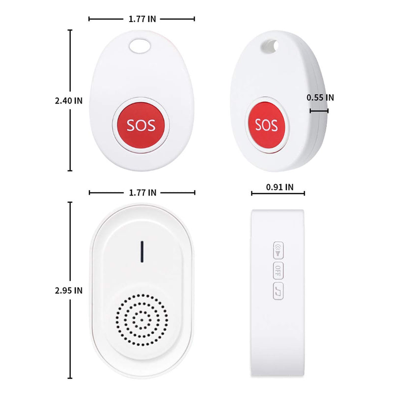 [Australia - AusPower] - CallToU Caregiver Call Button for Elderly at Home,Nurse Call Bell for Elderly Monitoring,Alert Button for Seniors 1 Battery Rechargeable Receiver 2 Call Button 2 call button + 1receiver 