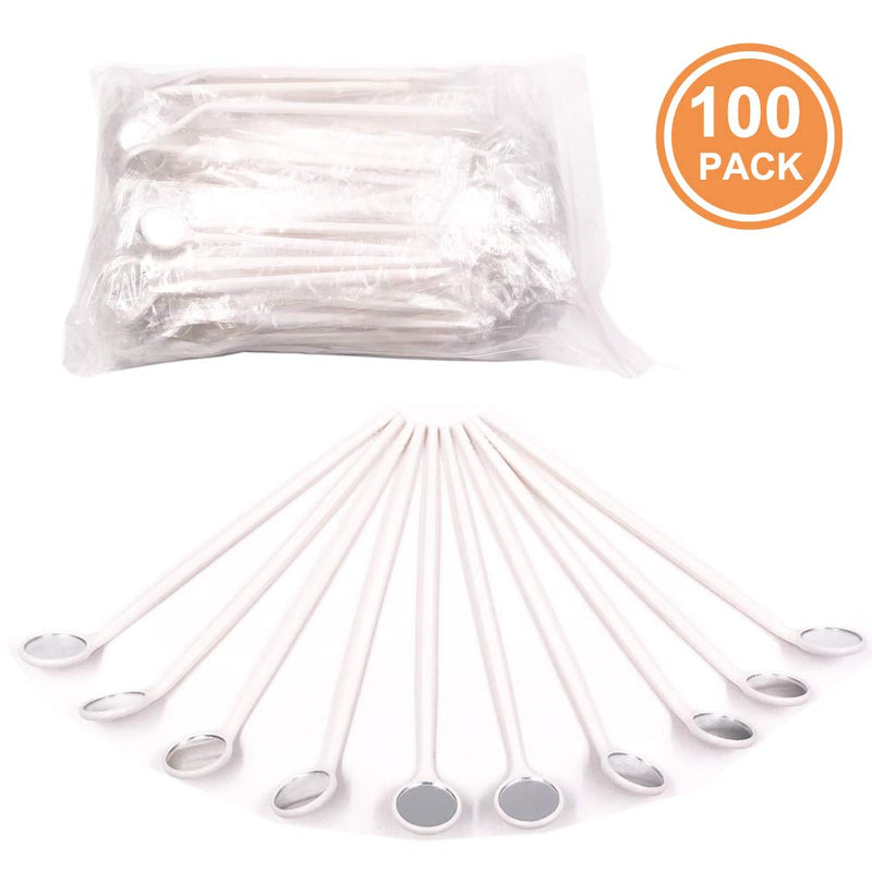 [Australia - AusPower] - TENFLY 100pcs Disposable Dental Exam Mouth Mirrors Oral Dental Mirror Plastic Dental Instrument (White) White 