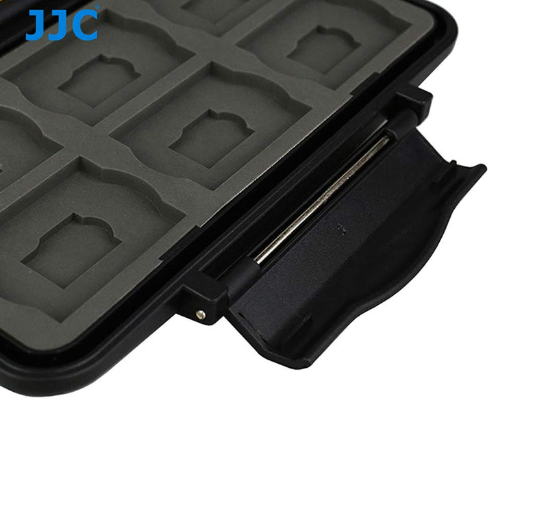[Australia - AusPower] - JJC MC-SDMSD24 Ruggard SD Card Case, Micro SD Card Case, Water-Resistant Case for SD Micro SD Cards, Rubber Sealed Ergonomic Locking Easy Carrying Memory Card Case Fits 12 SD 12 Micro SD Cards Black SD Card + Micro SD Card 
