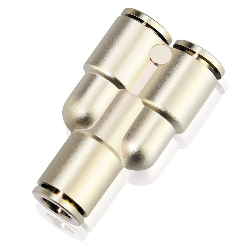 [Australia - AusPower] - TAILONZ PNEUMATIC 1/4 Inch OD Copper Nickel Plating Push to Connect Air Fittings Tee Straight Union Connect Pneumatic Fittings PY-1/4（Pack of 5) 1/4"OD 