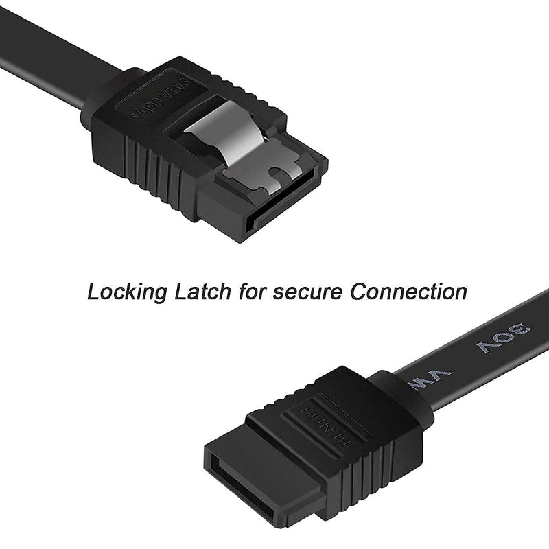 [Australia - AusPower] - BENFEI SATA Cable III, 3 Pack SATA Cable III 6Gbps Straight HDD SDD Data Cable with Locking Latch 18 Inch Compatible for SATA HDD, SSD, CD Driver, CD Writer - Black 180-180 degree 
