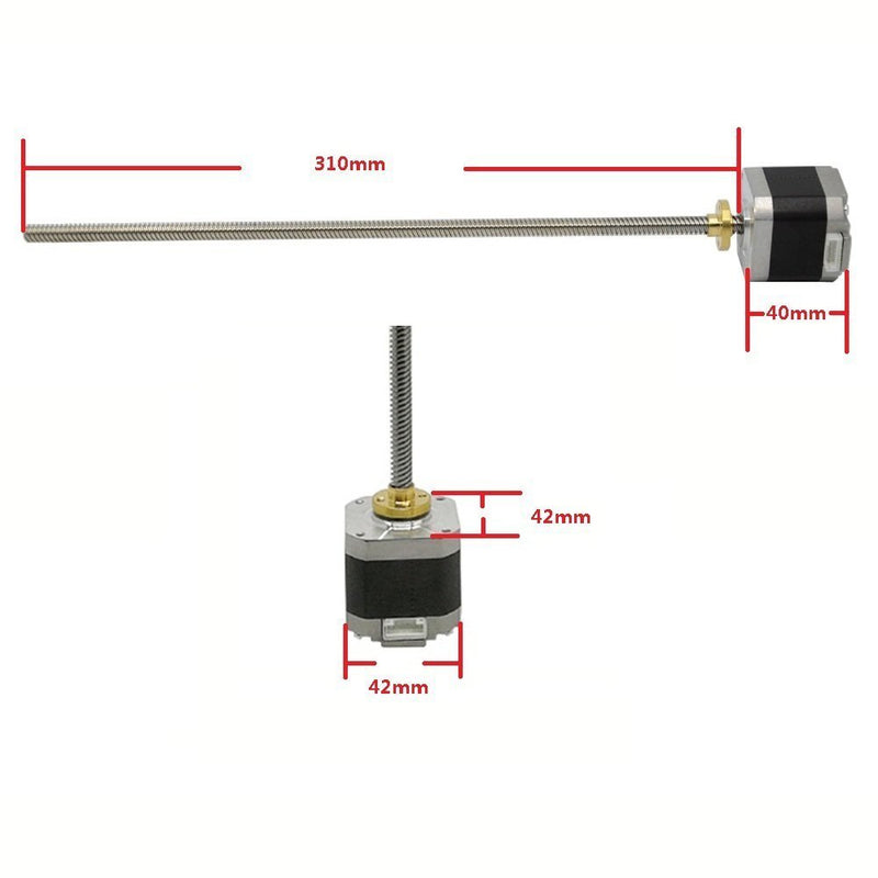 [Australia - AusPower] - JoyNano Nema 17 Stepper Motor Integrated 310mm T8 Lead Screw Bipolar 1.7A 40N.cm Holding Torque 40mm Body for 3D Printer or CNC Machine H40-T8 