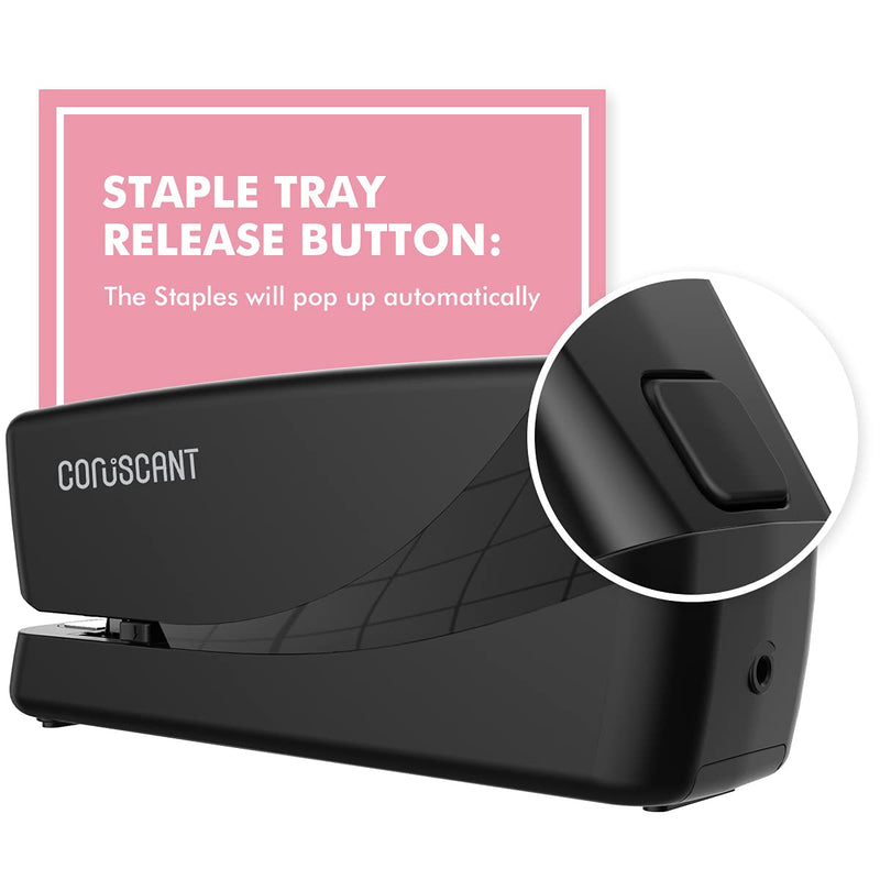 [Australia - AusPower] - Coruscant Electric Stapler,Heavy Duty Desktop Stapler,No-Jam Automatic Stapler AC or Battery Powered,25 Sheet,Professional for Office Home School Use Black 