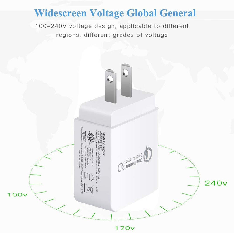[Australia - AusPower] - Quick Charge 3.0, 18W USB Wall Charger QC 3.0 Adapter 3A Fast Charger Compatible with iPhone 12 11 Pro X XR XS Max | Galaxy S21 S20 FE S10 S10e S9 S8 Note 20 Ultra 10 9 8 | Pixel 5-4A-4-3-2-XL Phones 