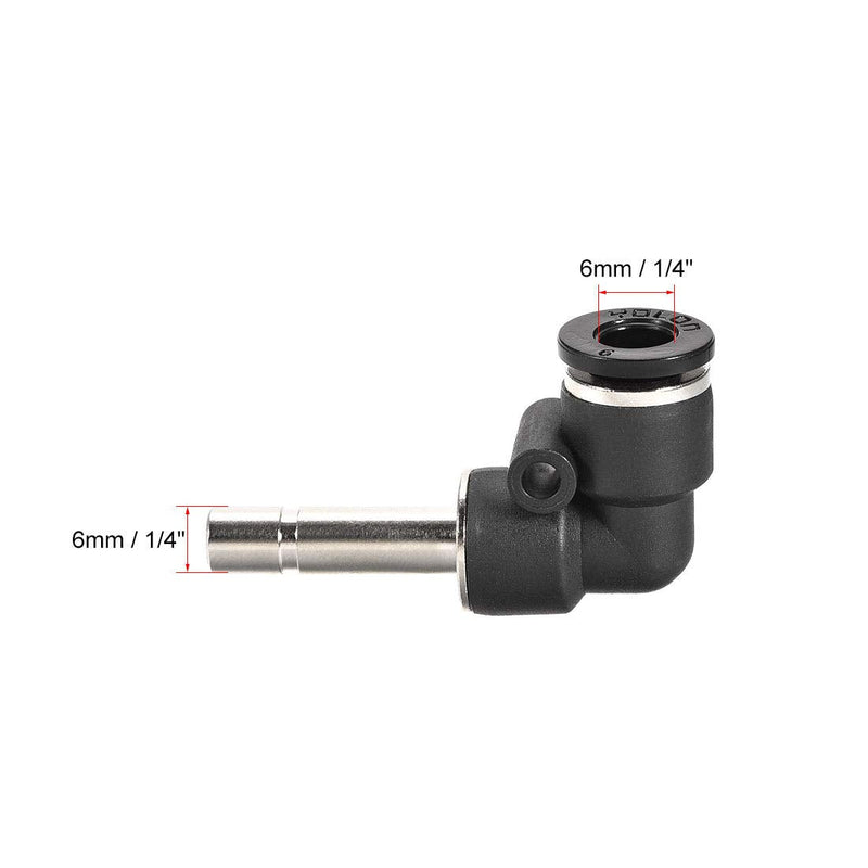 [Australia - AusPower] - uxcell Push to Connect Tube Fitting Plug-in Elbow Pneumatic Air Push Fit Lock Fitting 6mm Tube OD X 6mm Tube Stem 2pcs 