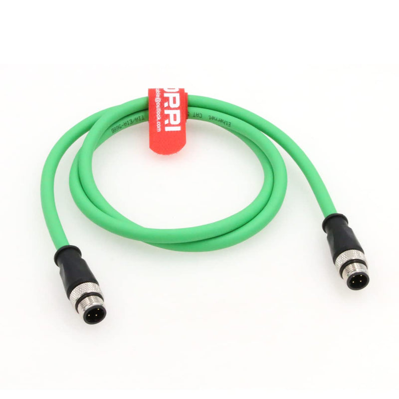 [Australia - AusPower] - DRRI M12 4Pin D-Code Male to D-Code Male Extension Ethernet Shielded Cat5 Cable for Industrial Ethernet, Profinet, Ethernet/IP and EtherCat(1M) 1M Green 