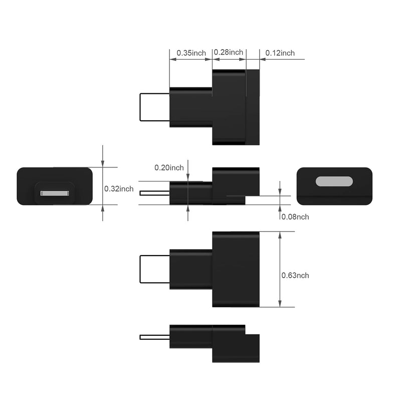 [Australia - AusPower] - EMATETEK Dock Extender Connector Female to Male. Transfer Audio, Video, Picture, Data and Charging. 2PCS Extension Docking Charger Adapter for Lifeproof, Otterbox Cases. (White & Black) 