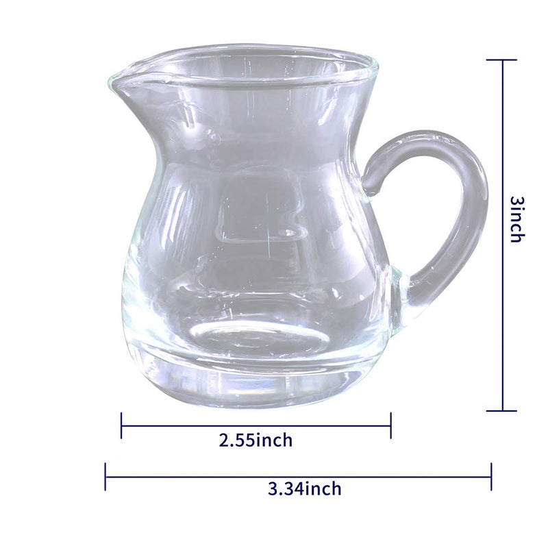 [Australia - AusPower] - DGQ Classic Glass Creamer Pitcher with Handle 4oz Pack of 2 Milk Pourer Mini Creamer for Coffee Tea Maple Syrup Serving 