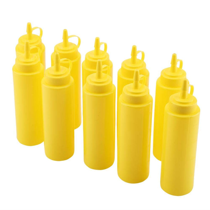 [Australia - AusPower] - 240ml 10 Pack Plastic Squeeze Condiment Bottle Squirt Bottles with Twist On Cap Lids Perfect For Ketchup, BBQ, Sauces, Condiments, Dressings and More(Yellow) White 