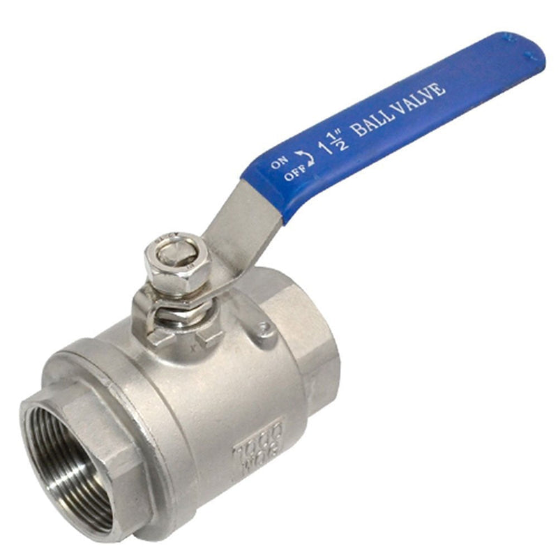 [Australia - AusPower] - GlobalMa 1.5" NPT Female Threaded Full Port Ball Valve with Blue Vinyl Lever Handle,316 Stainless Steel,WOG1000 